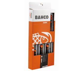 Juego de 5 destornilladores para ranurados y Pozidriv BahcoFit con mango de goma | B219.015